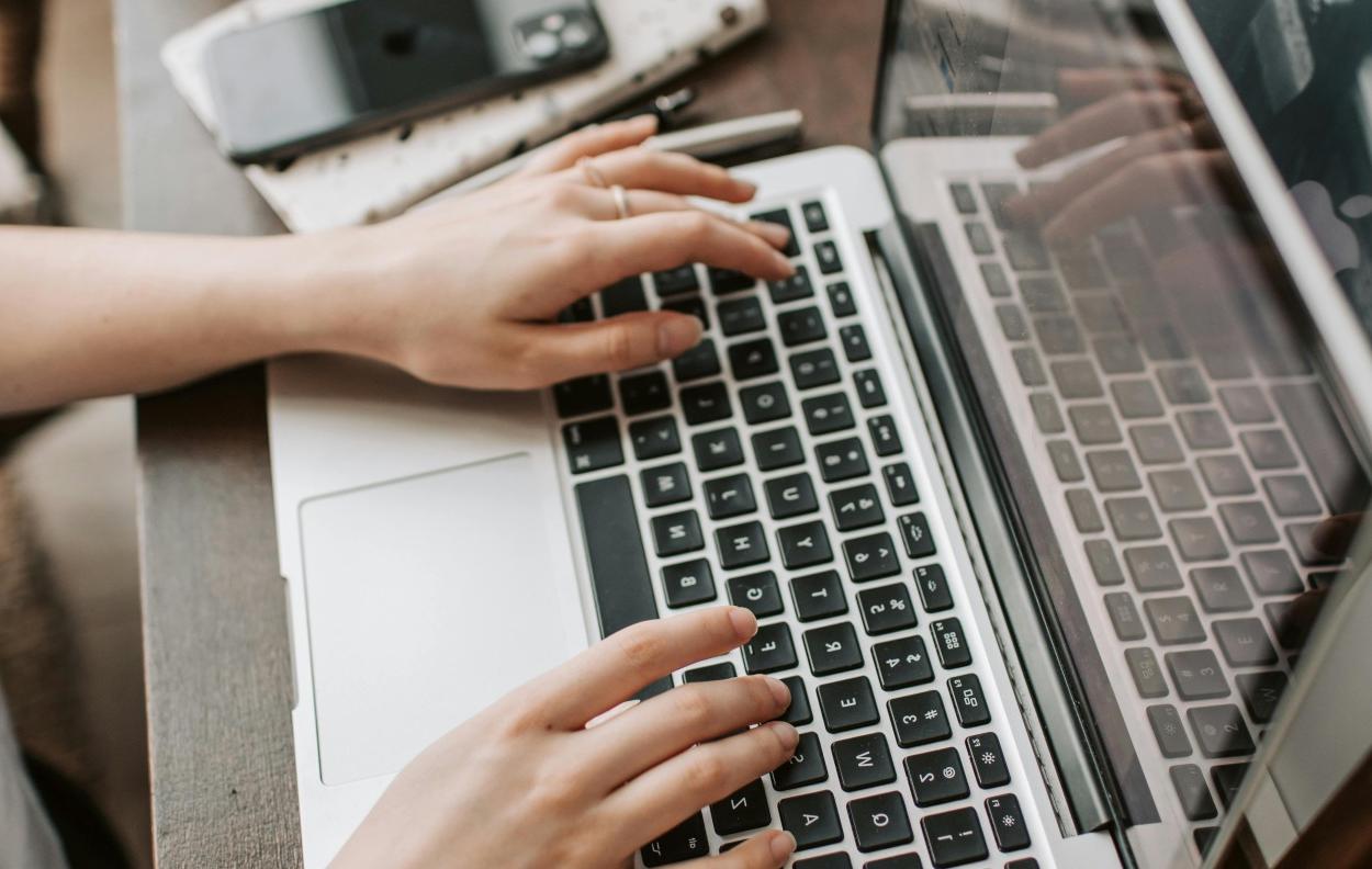 Typing on a laptop keyboard